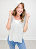 Sleeveless Solid Knit Hooded V-Neck Top with Side Slits