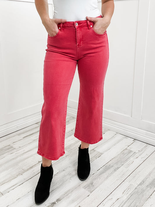 Special A Vintage Magenta High Rise Boot Cut Stretch Wide Leg