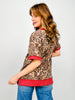 Leopard Print Short Sleeve Top With Contrast Trim