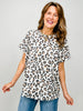 Short Sleeve Round Neckline Animal Print Top
