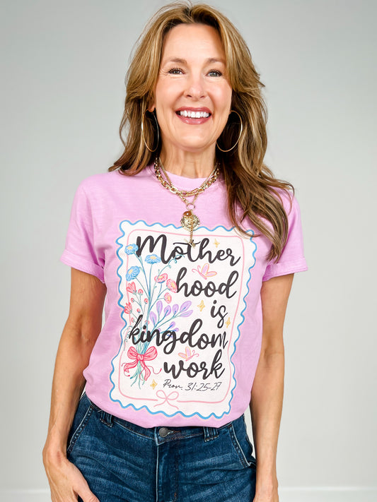 Motherhood Is Kingdom Work Stamp Graphic Tee
