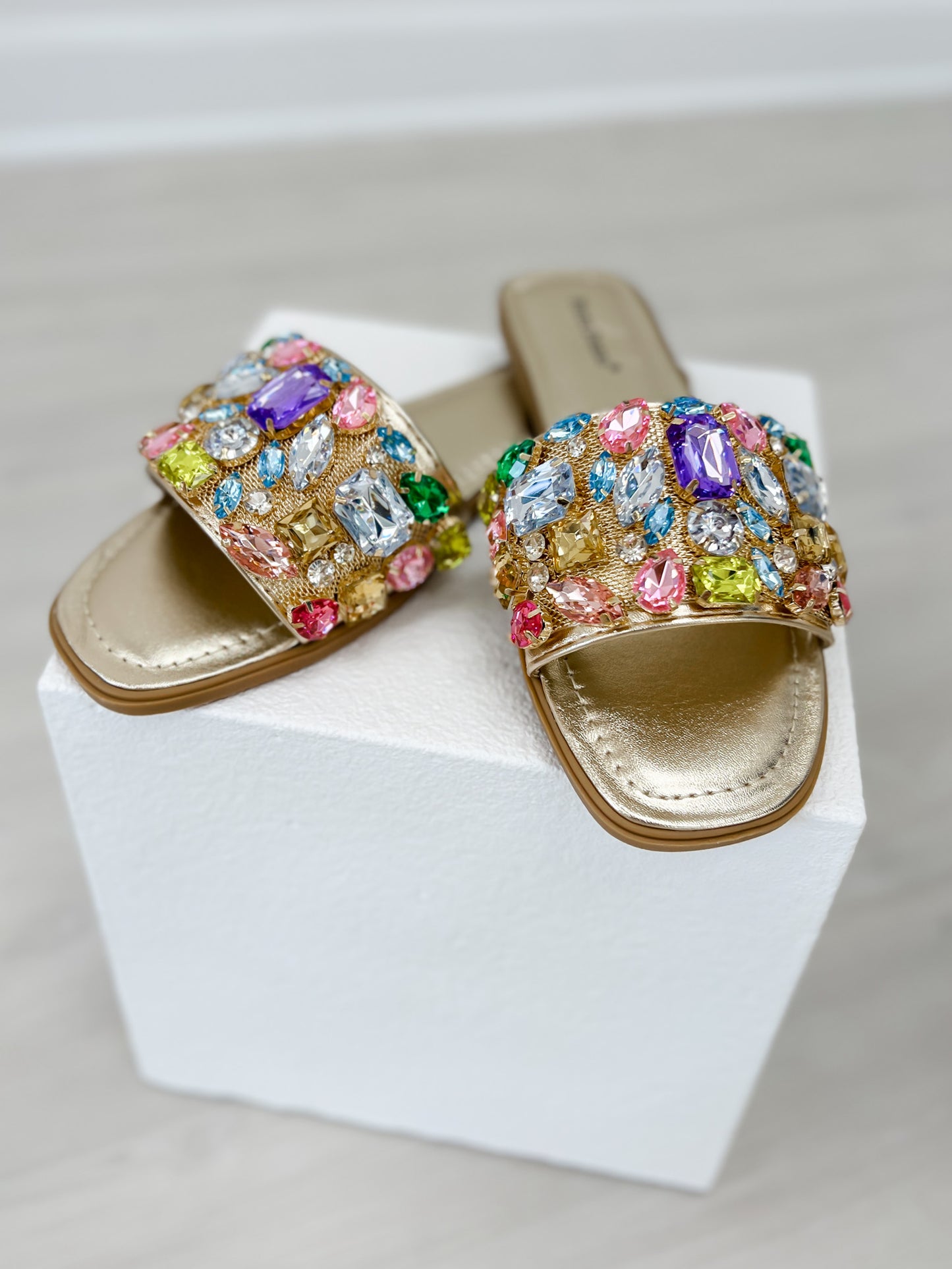 Pierre Dumas Empress-60 Crystal Slides in Pastel