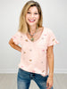 Western Inspired V-Neck Ruffle Sleeve with Front Accent Pocket Top