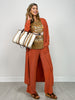Sunrise Ribbed Knit Cardigan & Pants Set in TERRACOTTA