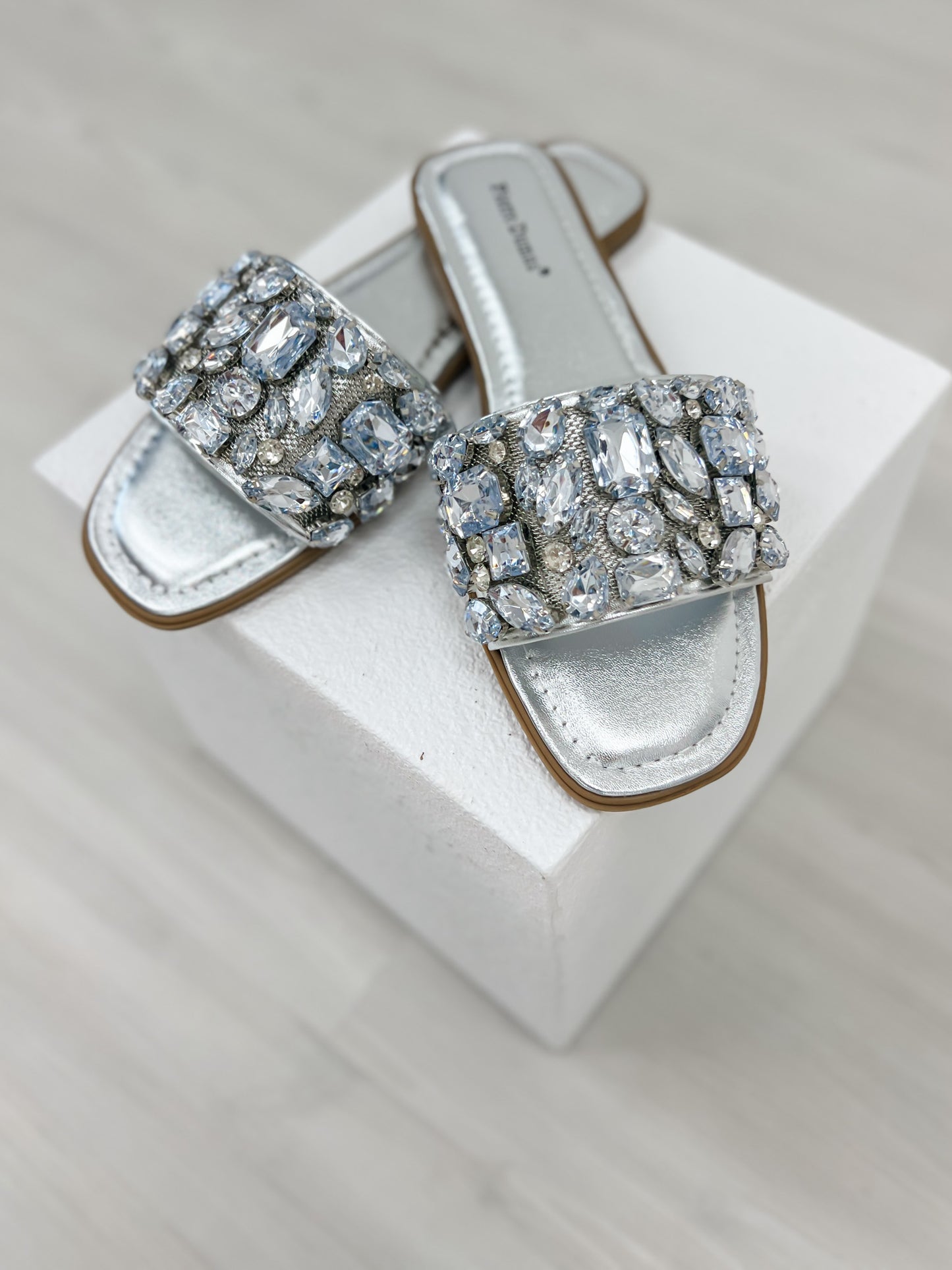 Pierre Dumas Empress-60 Crystal Slides in Silver