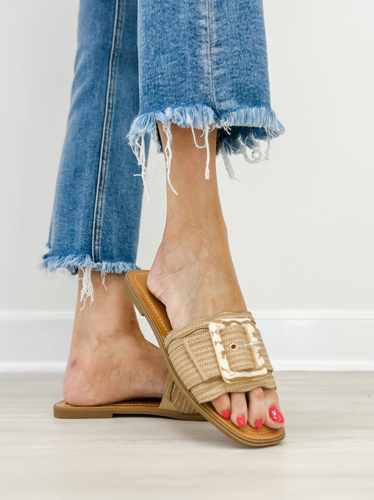 Pierre Dumas Empress-59 Flat Slides in Natural