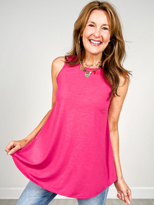 Sleeveless Round Neck Bulgari Solid Top