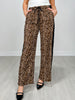 Leopard Print Wide Leg Pants With Pockets