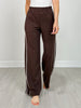 Modal Scuba Stripe Piping Straight Pant in Espresso Cream