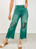 High Rise Distressed Light Weight Wide Leg Jeans