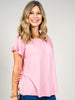 Short Sleeve Ruffled Off Shoulder Solid Top