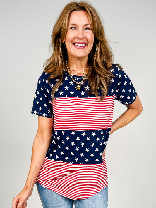 Stars and Stripe Short Sleeve Top