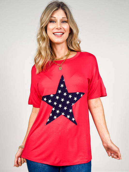Short Sleeve Top with Star Front