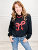 Sequin Ribbon Bow Embroidered Sweater Top