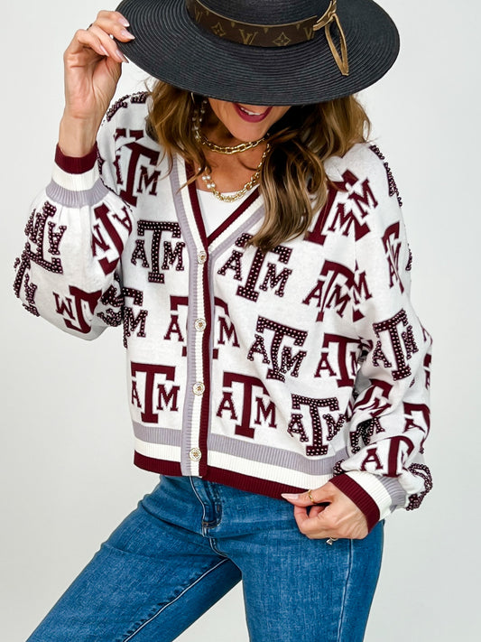 Queen Of Sparkles Texas A&M Knit in Mascot Rhinestone