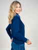 Lightweight Luxe Sweater with Removable Collar in Navy