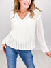 V-Neck Crochet Knit V-Neck Boxy Sweater Top