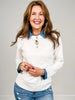Lightweight Luxe Sweater with Removable Collar in White