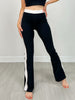 Butter Soft Side Stripe Flare Leggings in Black White