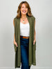 Open Front Crochet Midi Vest in DARK OLIVE