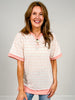 Thermal Knit Short Sleeve Top with Rounded Neckline