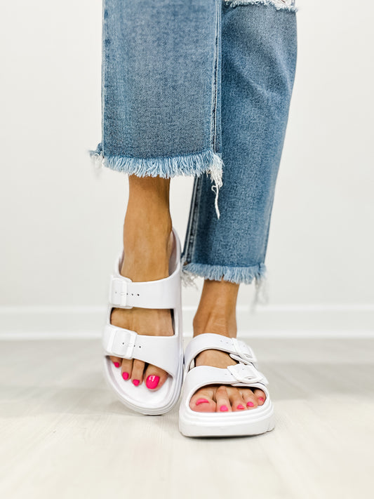 Corkys Cabana Double Buckle Sandals in White