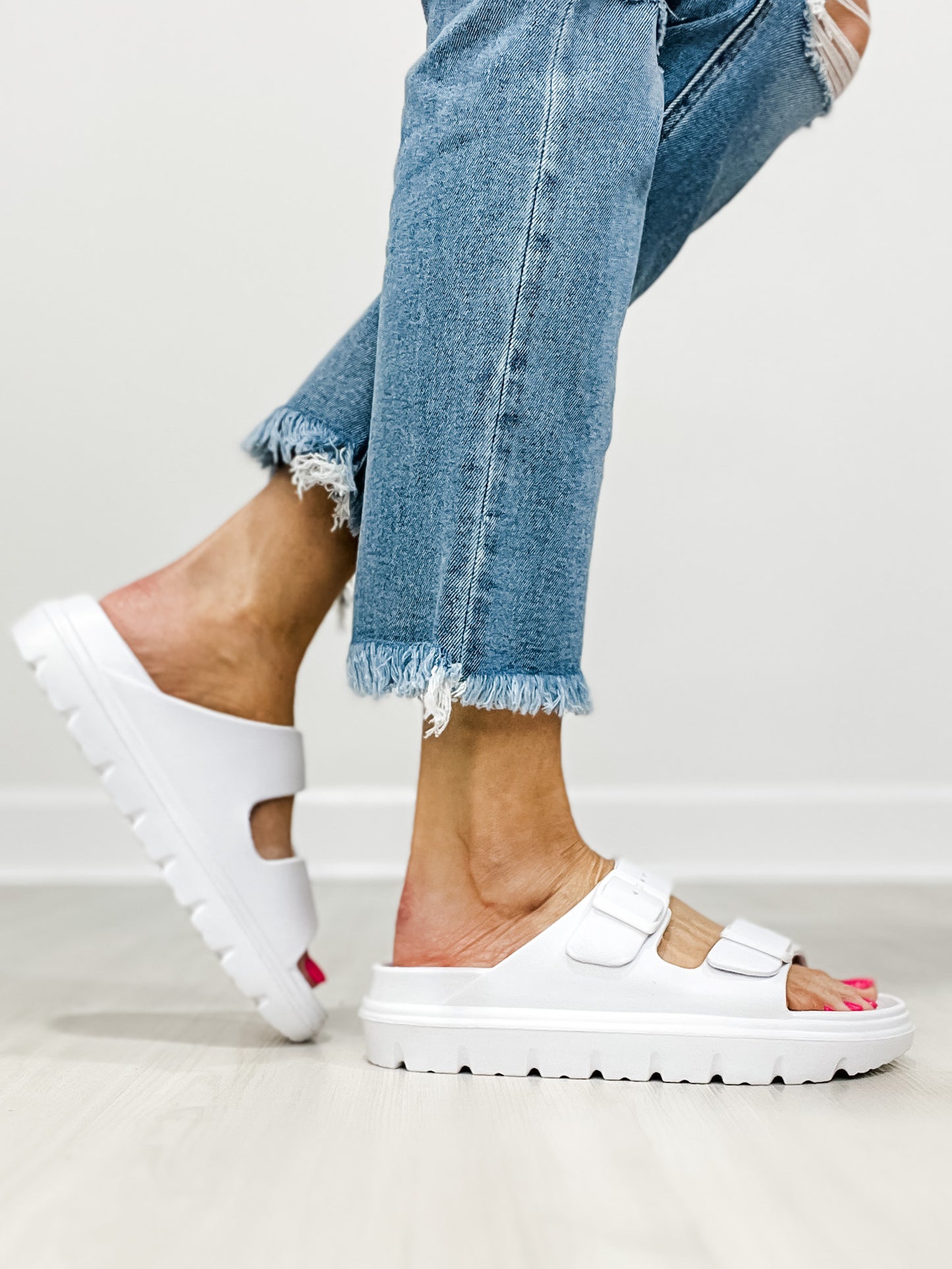 Corkys Cabana Double Buckle Sandals in White