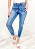 Vervet "Janet" Hi-Rise Distressed Hem Ankle Skinny Jeans