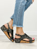 Corkys Volta II Wedge Sandals in Black Texture