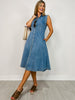 Button Up Midi Denim Shirt Dress with Side Pockets
