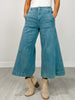 High Rise Cropped Gaucho Denim in Teal