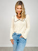Wide Collar Button Front Top with Flared Sleeves