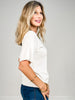 Short Sleeve Lemon Embroidery Color Contrast Top
