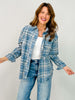 Washed Indigo Plaid Button-Up Top
