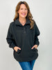 Brushed Rib Button Down Pullover Top in Black