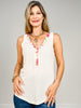Relaxed Fit Sleeveless V-Neck Top with Contrast Trim - GRP A