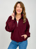 French Terry Fleece Quarter Zip Sweatshirt in Dark Cherry
