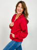 French Terry Fleece Quarter Zip Sweatshirt in True Red