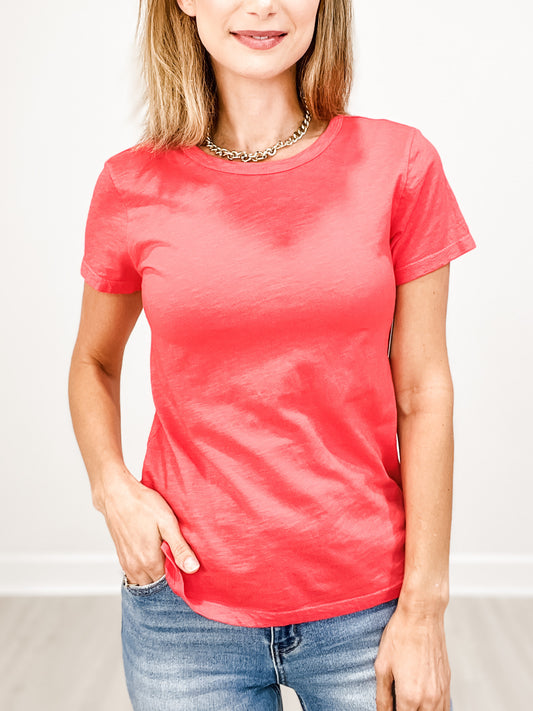 Short Sleeve Garment Dyed Basic Slub Tee