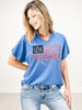 USA Flag Glitter Stars Short Sleeve Top