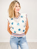 Flutter Sleeve Knit Sweater Top with Sequence Stars