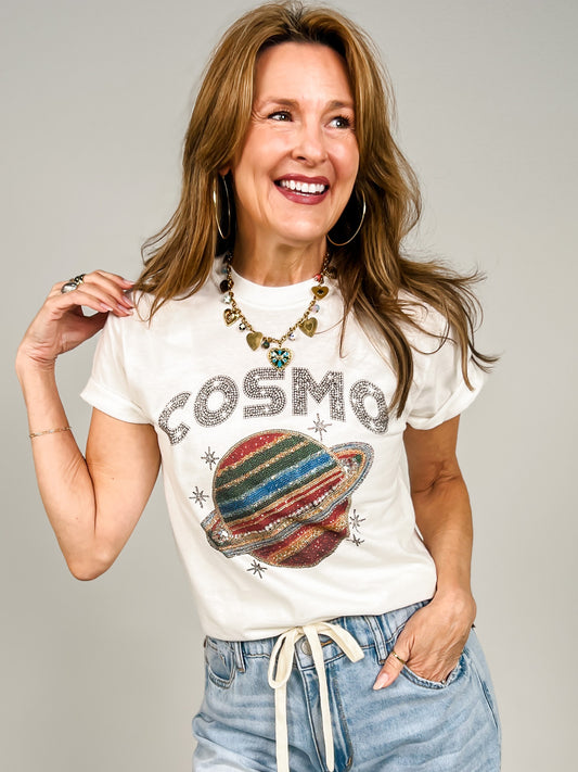 Cosmo Printed Rhinestones Graphic Tee