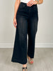 Stretch High Rise Pin Tuck Detail Wide Leg Jean