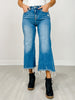Mid Rise Straight Raw Hem Denim Pants