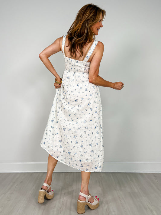 Floral Stripe Clip Dot Sleeveless Maxi Dress