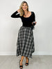 Plaid Unevenhem Midi Skirt