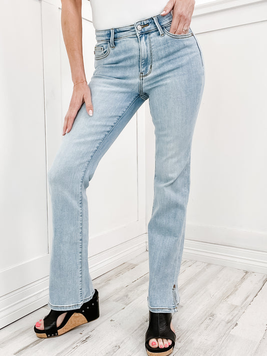 Judy Blue TAYLOR Mid Rise Side Slit Hem Bootcut Denim Jeans