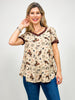 Cowboy Print V Neck Relaxed Fit Short Sleeve Top