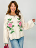 Rose Embroidery Jacquard Knit Sweater