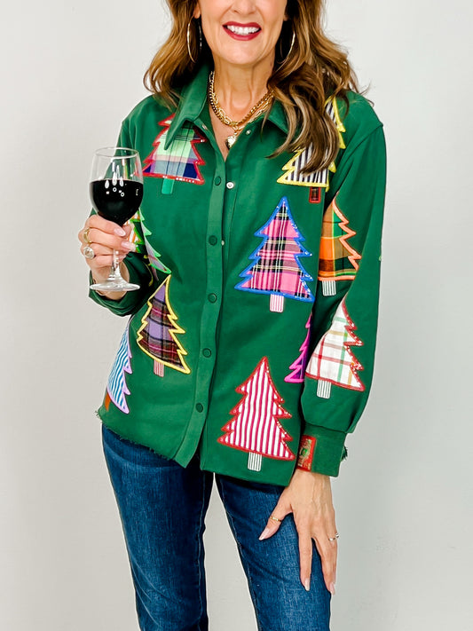 Queen of Sparkles Multi Plaid Christmas Tree Shacket